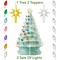 Casafield Hand Painted Ceramic Christmas Tree, Seafoam Green Snow Flocked 15-Inch Pre-Lit Tree with 128 Multi Color Lights and 2 Star Toppers